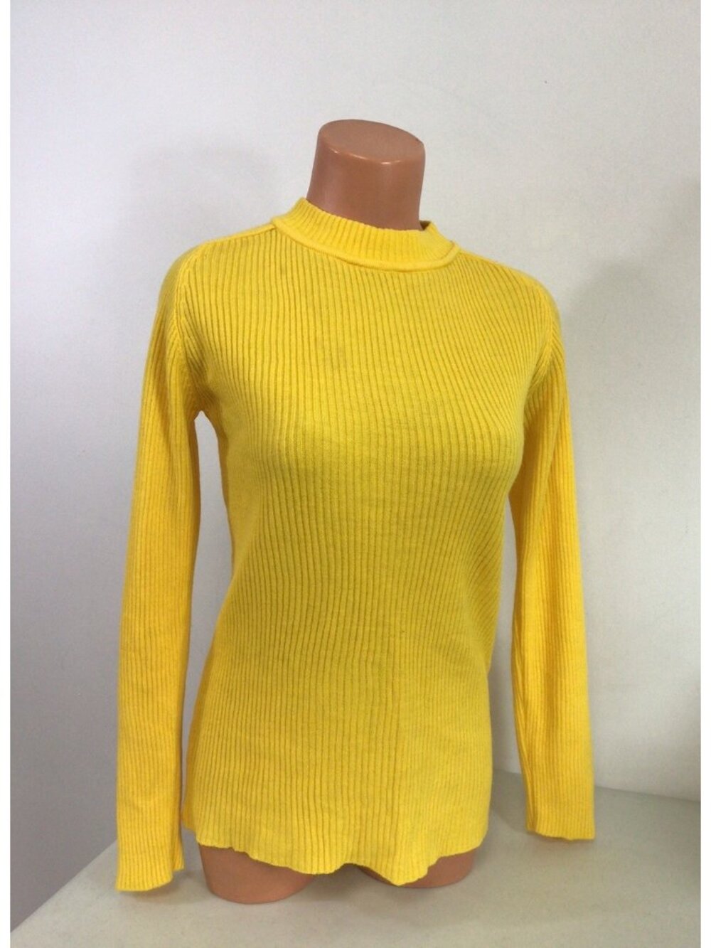 Vintage Sears Yellow Ribbed Sweater Retro 70’s Womens Medium